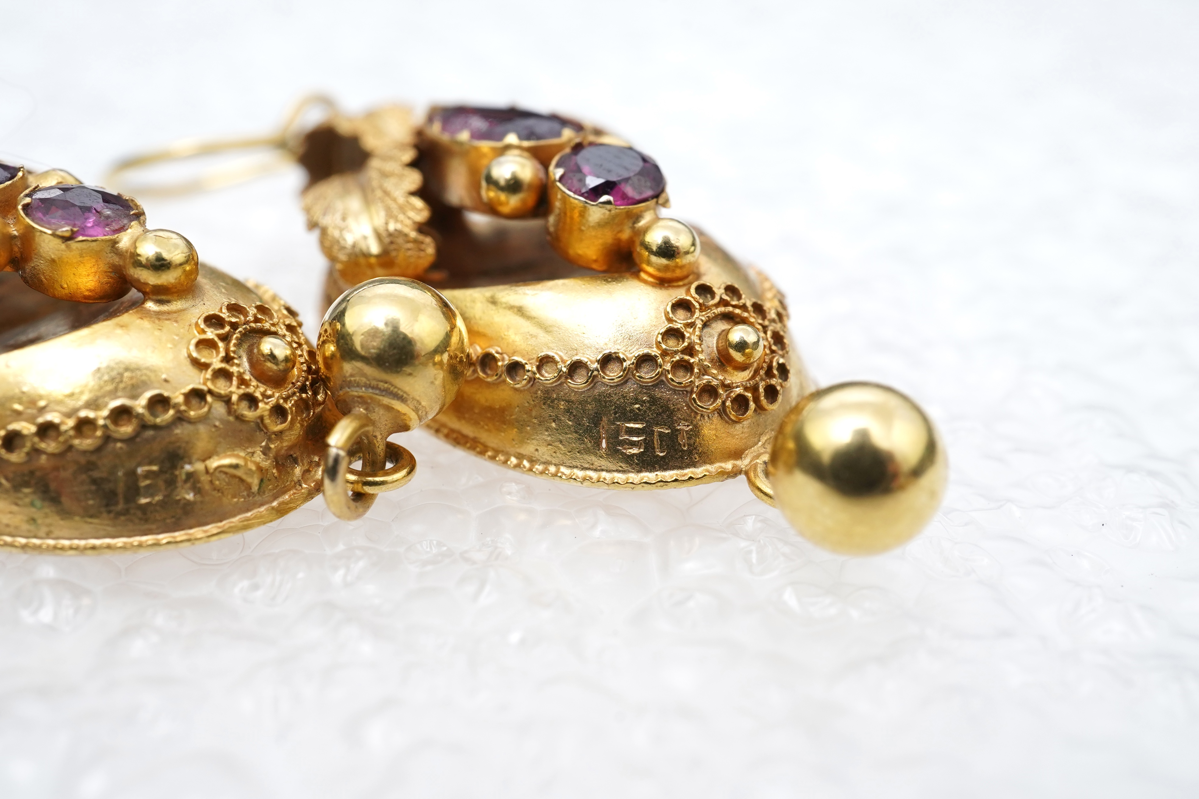 A Victorian gold and garnet demi-parure, mid 19th century